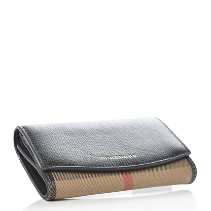 Burberry Grainy Calfskin House Check Wellington Wallet Mahogany Black 4 of 7