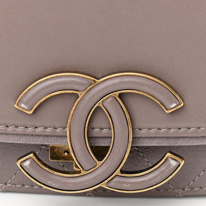 Chanel Shiny Calfskin Goatskin Quilted Small Coco Curve Messenger Flap Grey 11 of 12