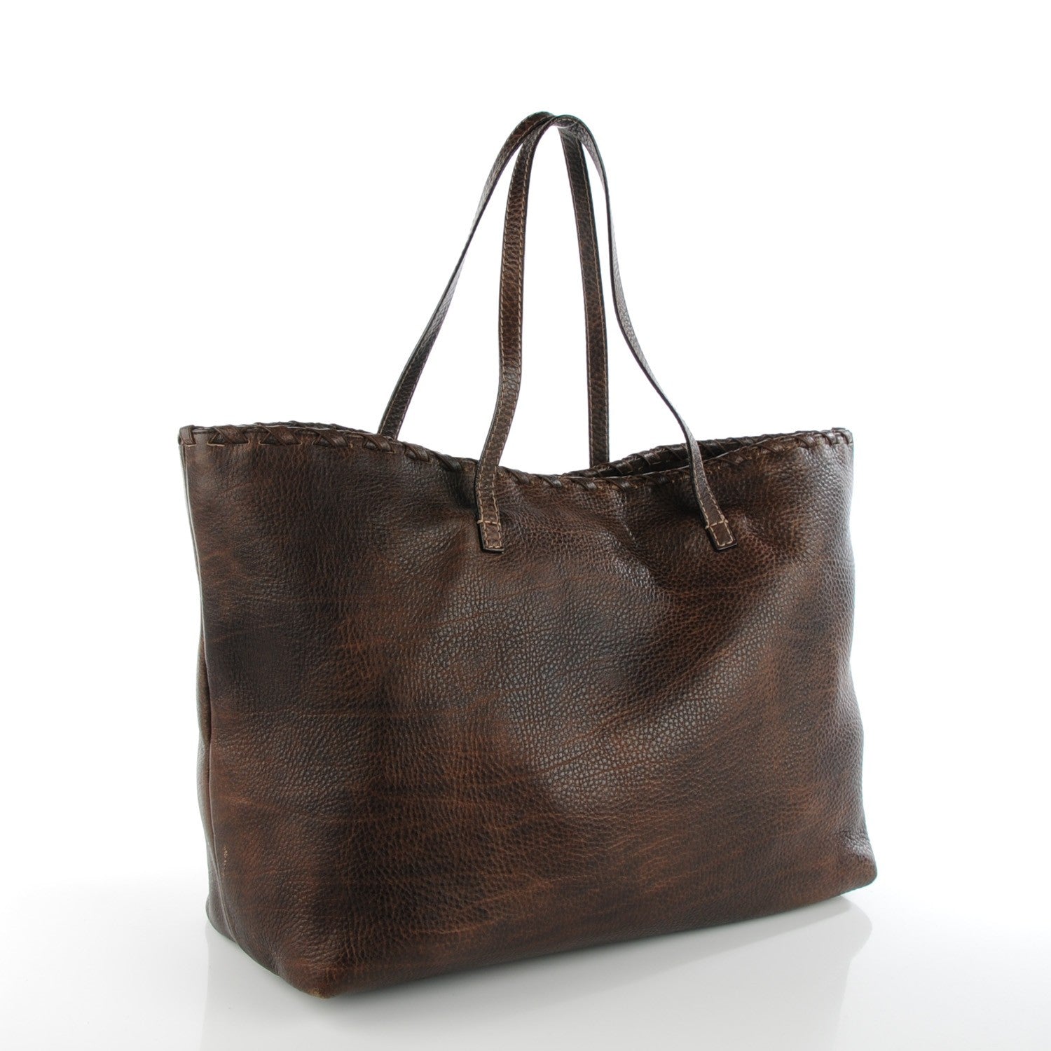 Gucci Pebbled Calfskin Bamboo Tassel Tote Brown 3 of 7