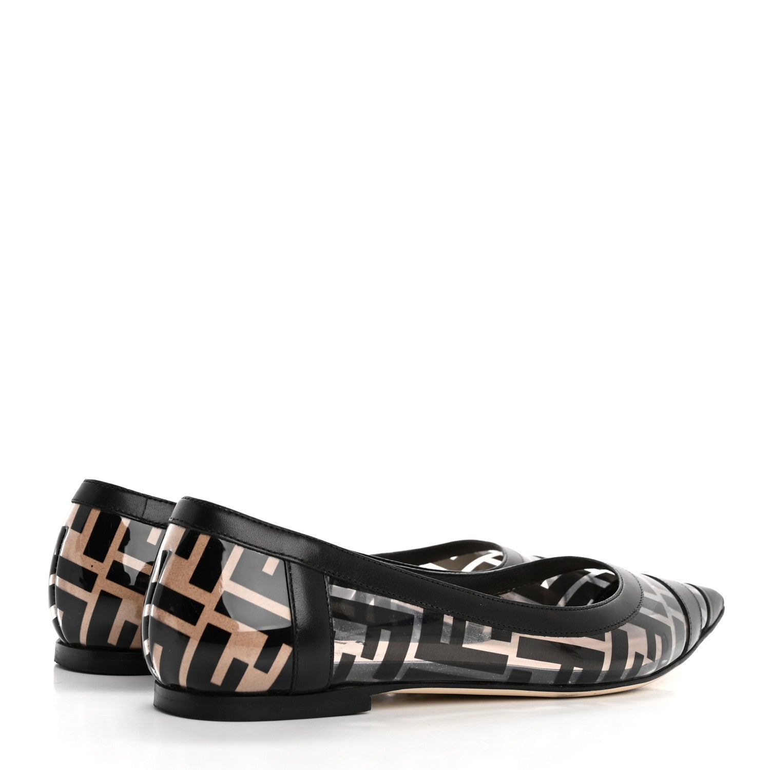 Fendi PVC Calfskin FF Colibri Ballerina Flats 36 Black 5 of 15