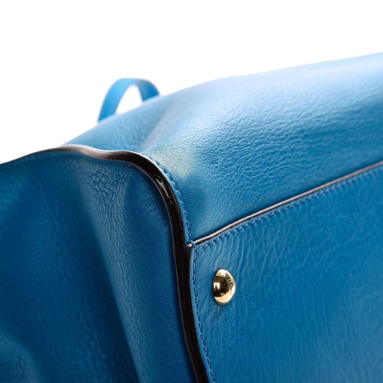 Fendi Vitello Seta Studded Monster Eyes Large Peekaboo Iconic Satchel Blue Royal Black Multicolor 10 of 11