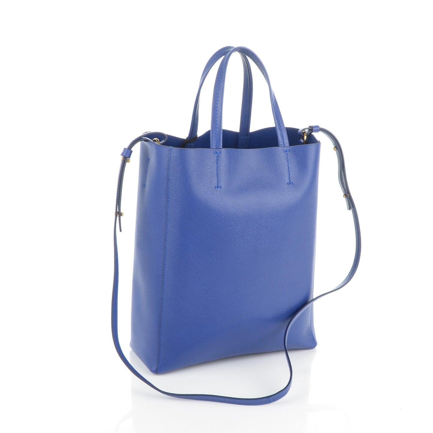 Grained Calfskin Small Vertical Cabas Indigo