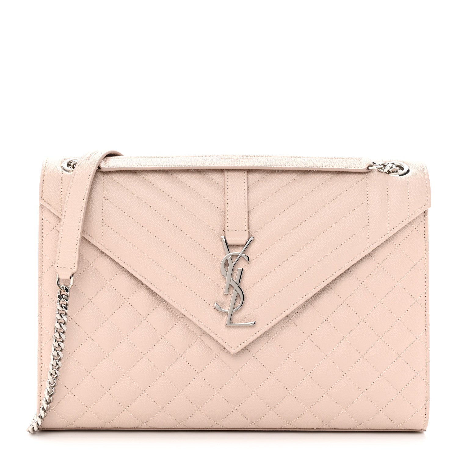 Saint Laurent Grain De Poudre Textured Mixed Matelasse Large Triquilt Monogram Satchel Rose 1 of 17