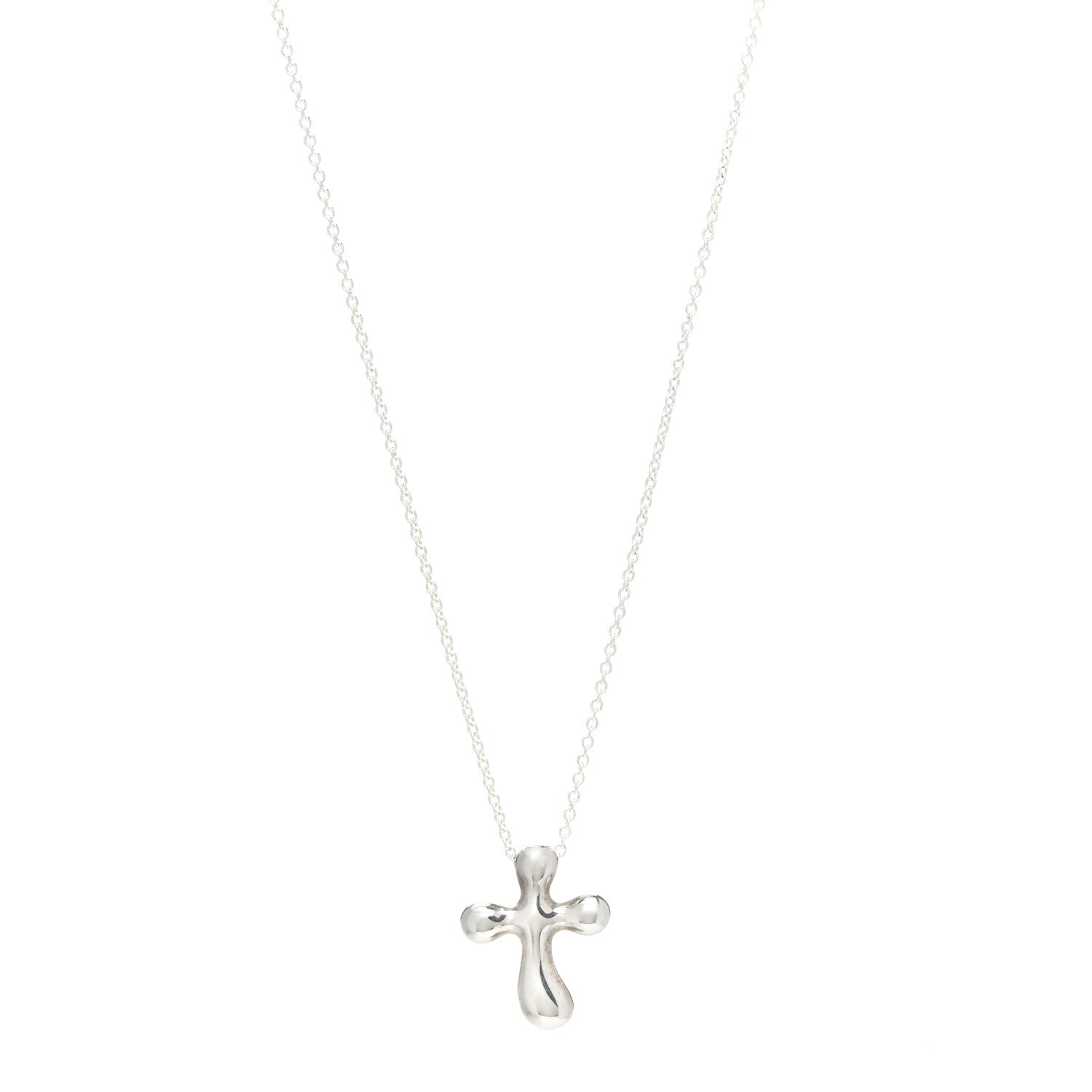 Tiffany Sterling Silver 14mm Elsa Peretti Cross Pendant Necklace 1 of 4
