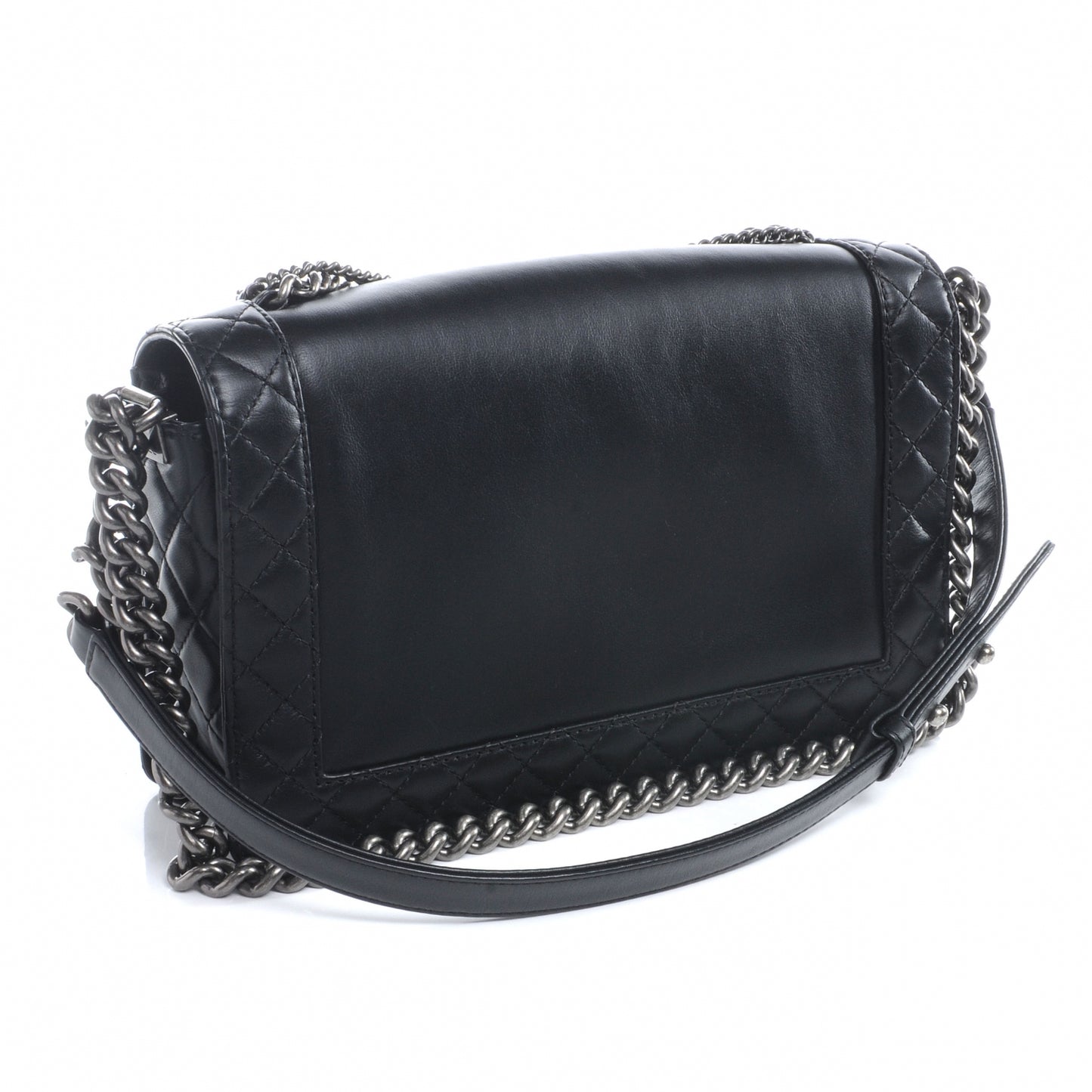 Calfskin Enchained Medium Boy Flap Black