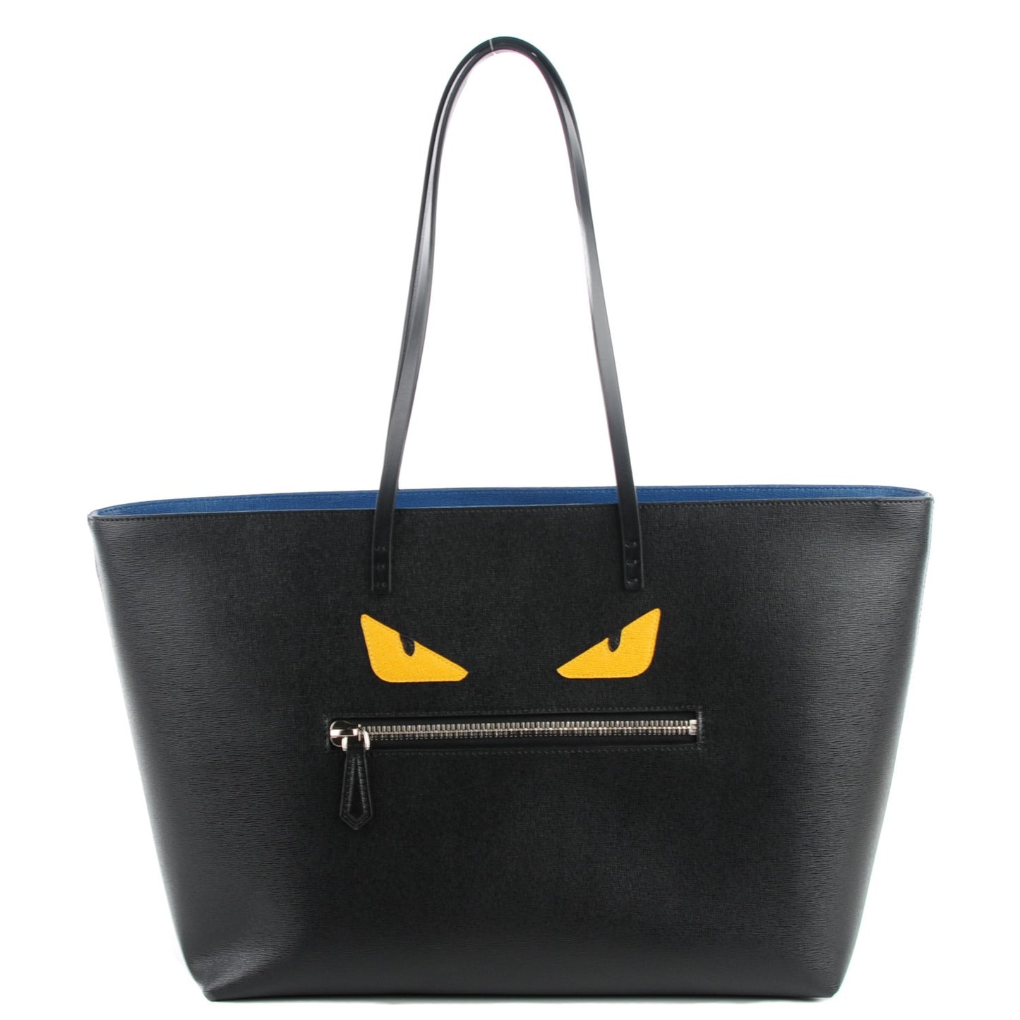 Vitello Elite Cuoio Monster Buggies Medium Roll Tote Black Multicolor Blue Cobalto