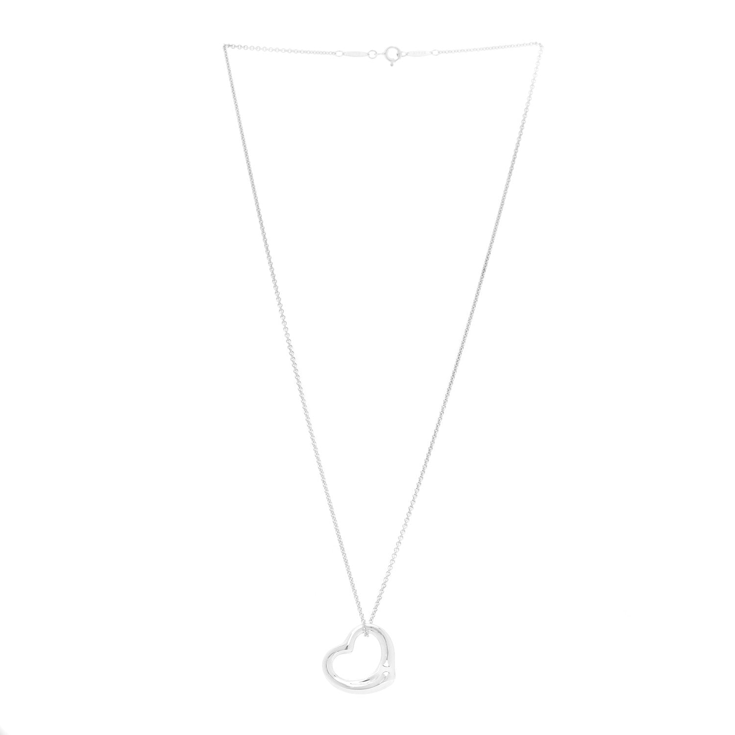 Tiffany Sterling Silver 22mm Elsa Peretti Open Heart Pendant Necklace 4 of 6
