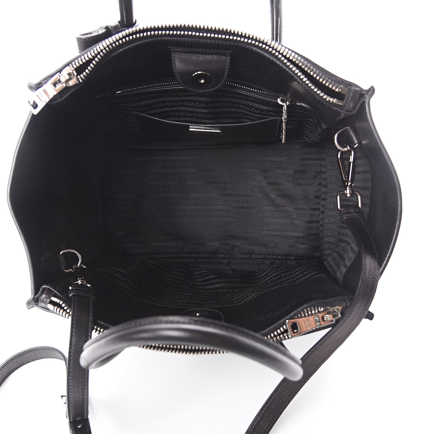 Prada Glace Calf Twin Pocket Tote Black 4 of 8