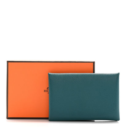 Hermes Chevre Mysore Calvi Card Case Vert Bosphore 10 of 10