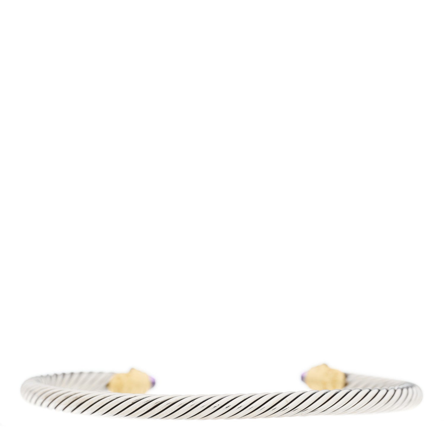 David Yurman Sterling Silver 18K Yellow Gold Amethyst 4mm Cable Kids Bracelet 2 of 4