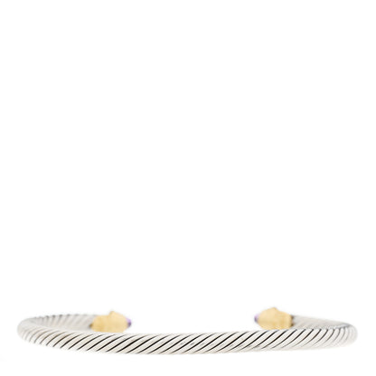 David Yurman Sterling Silver 18K Yellow Gold Amethyst 4mm Cable Kids Bracelet 2 of 4