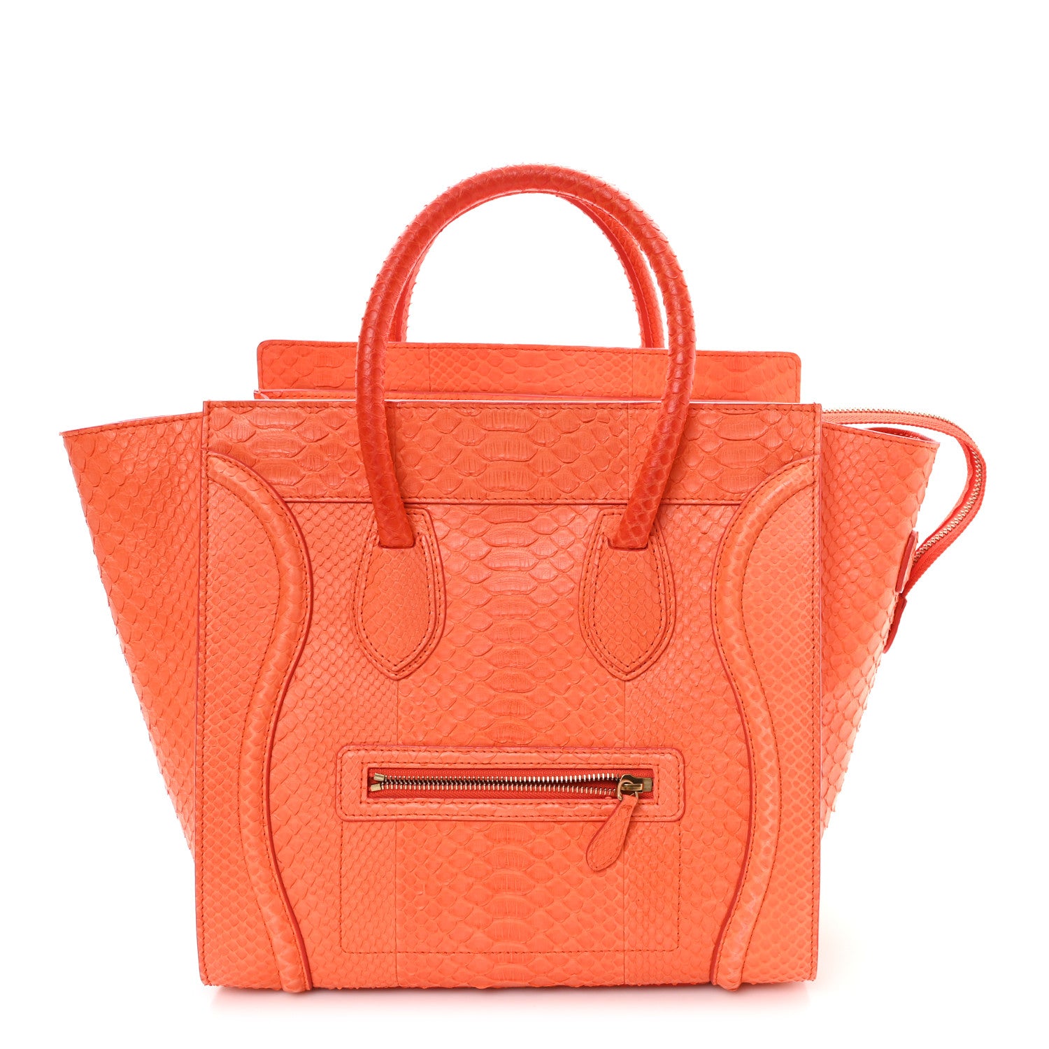 Celine Snakeskin Mini Luggage Orange 1 of 11