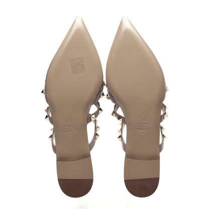 Valentino Garavani Pebbled Calfskin Rockstud Flat Cage Mules 36.5 Poudre 9 of 11
