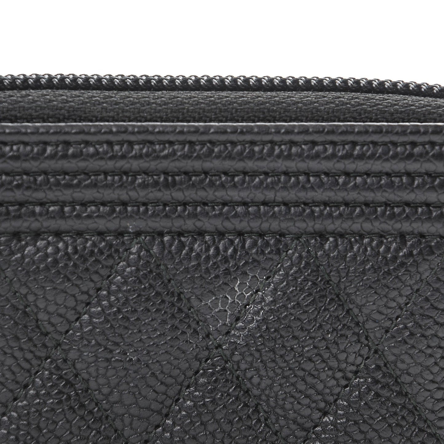 Caviar Quilted Boy Zip Around Coin Purse Wallet Black
