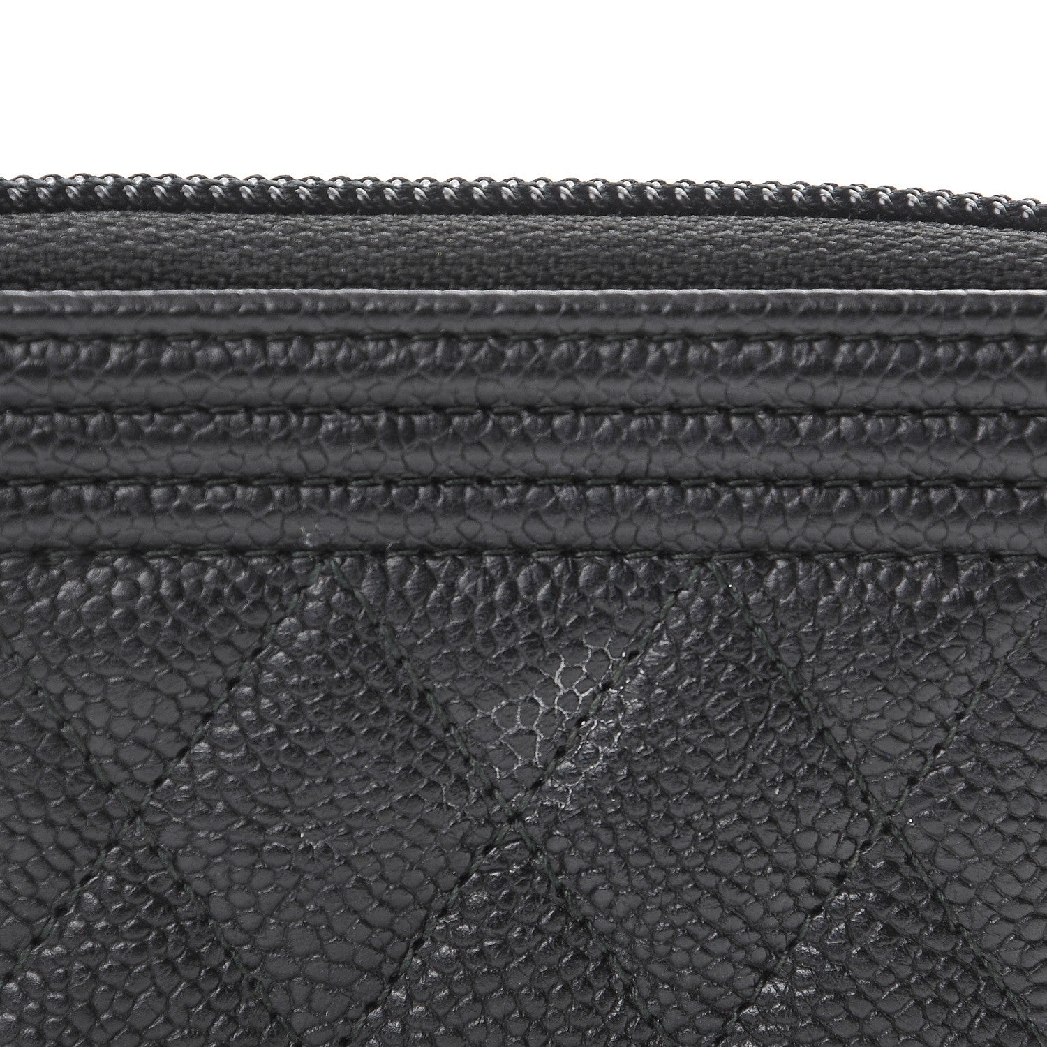 Chanel Caviar Quilted Boy Zip Around Coin Purse Wallet Black 4 of 9
