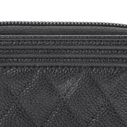 Chanel Caviar Quilted Boy Zip Around Coin Purse Wallet Black 4 of 9
