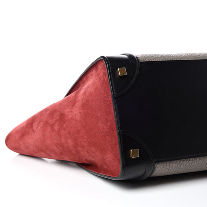 Celine Bullhide Calfskin Suede Mini Tri-Color Luggage Dark Ruby 5 of 8