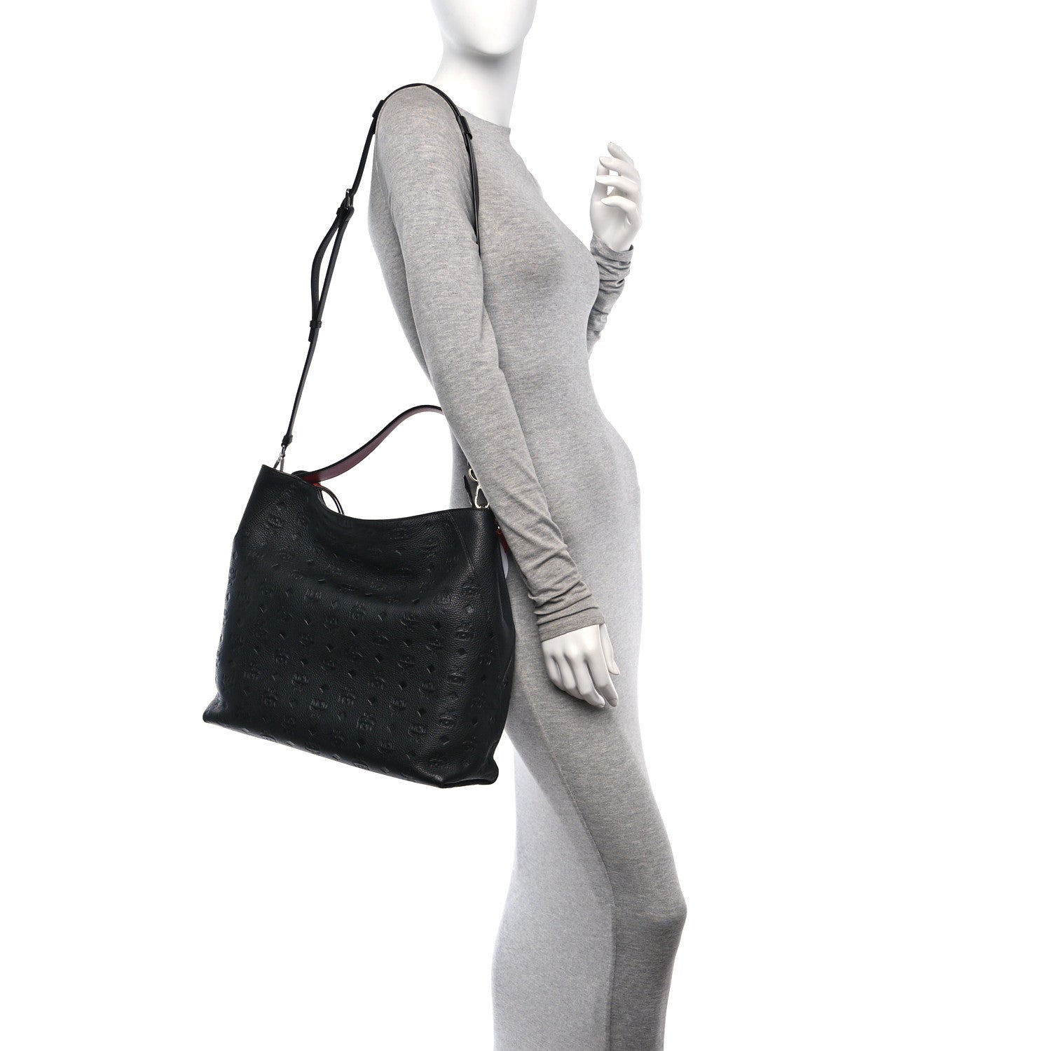 MCM Calfskin Ottomar Monogram Large Klara Hobo Black 2 of 9