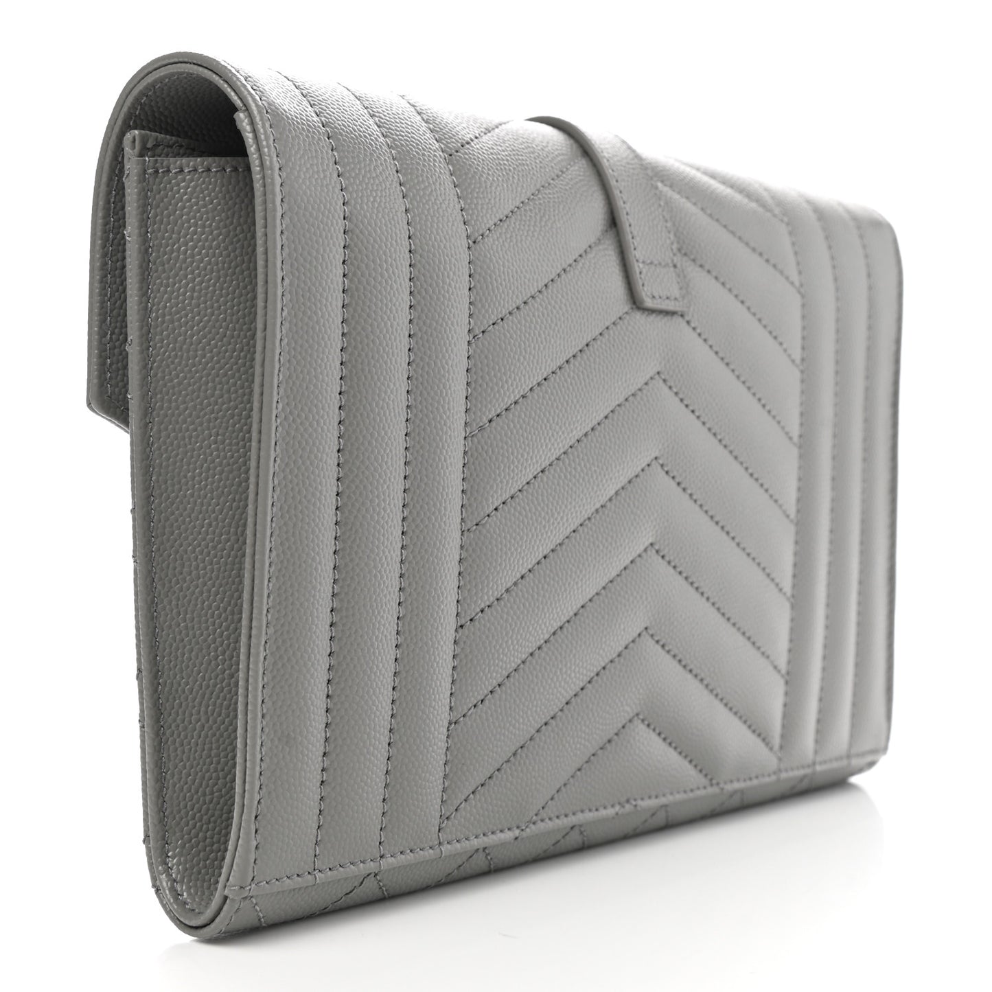 Grain De Poudre Textured Mixed Matelasse Triquilt Monogram Clutch Storm