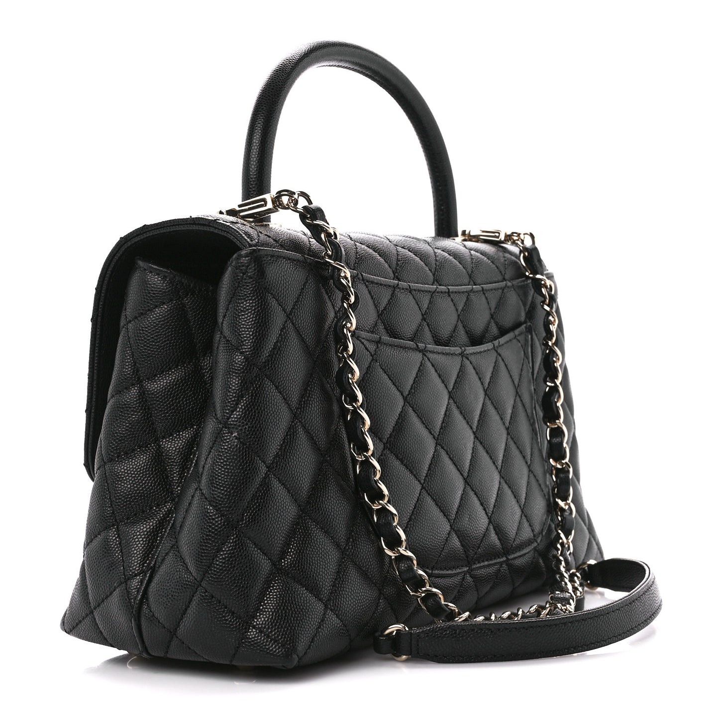 Caviar Quilted Small Coco Handle Flap Black