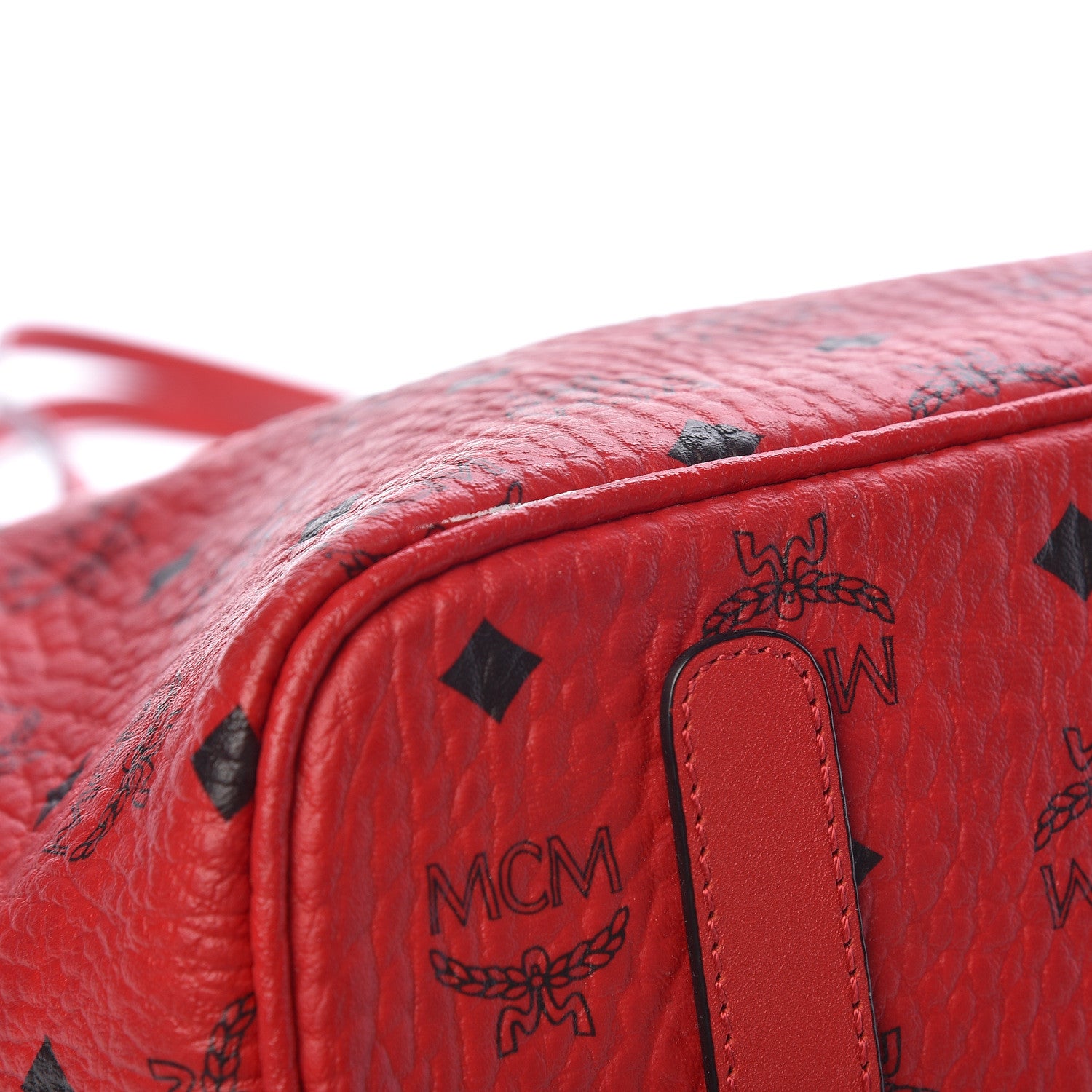 MCM Visetos Medium Anya Shopper Tote Ruby Red 11 of 12