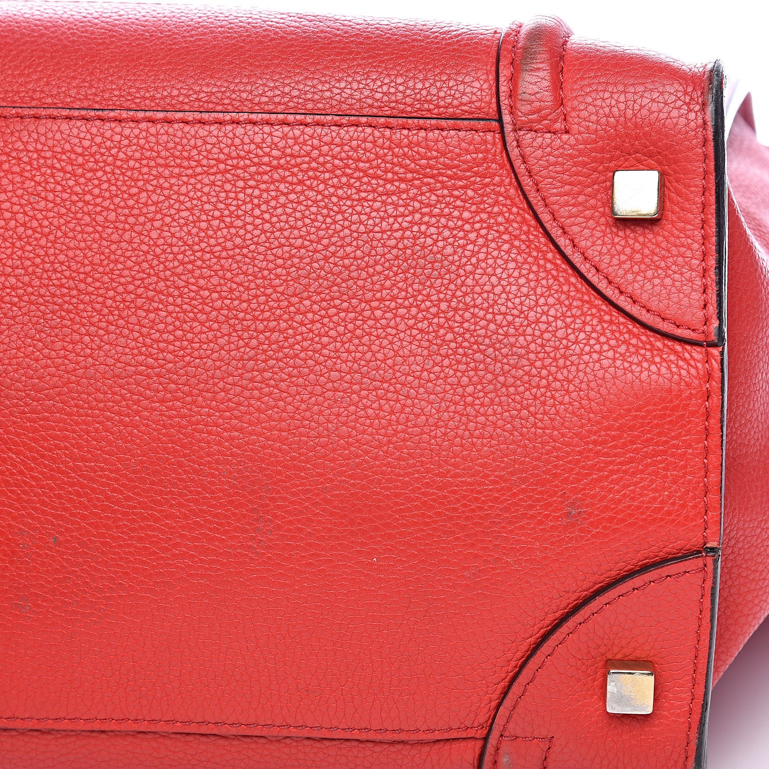 Celine Drummed Calfskin Mini Luggage Red 12 of 21