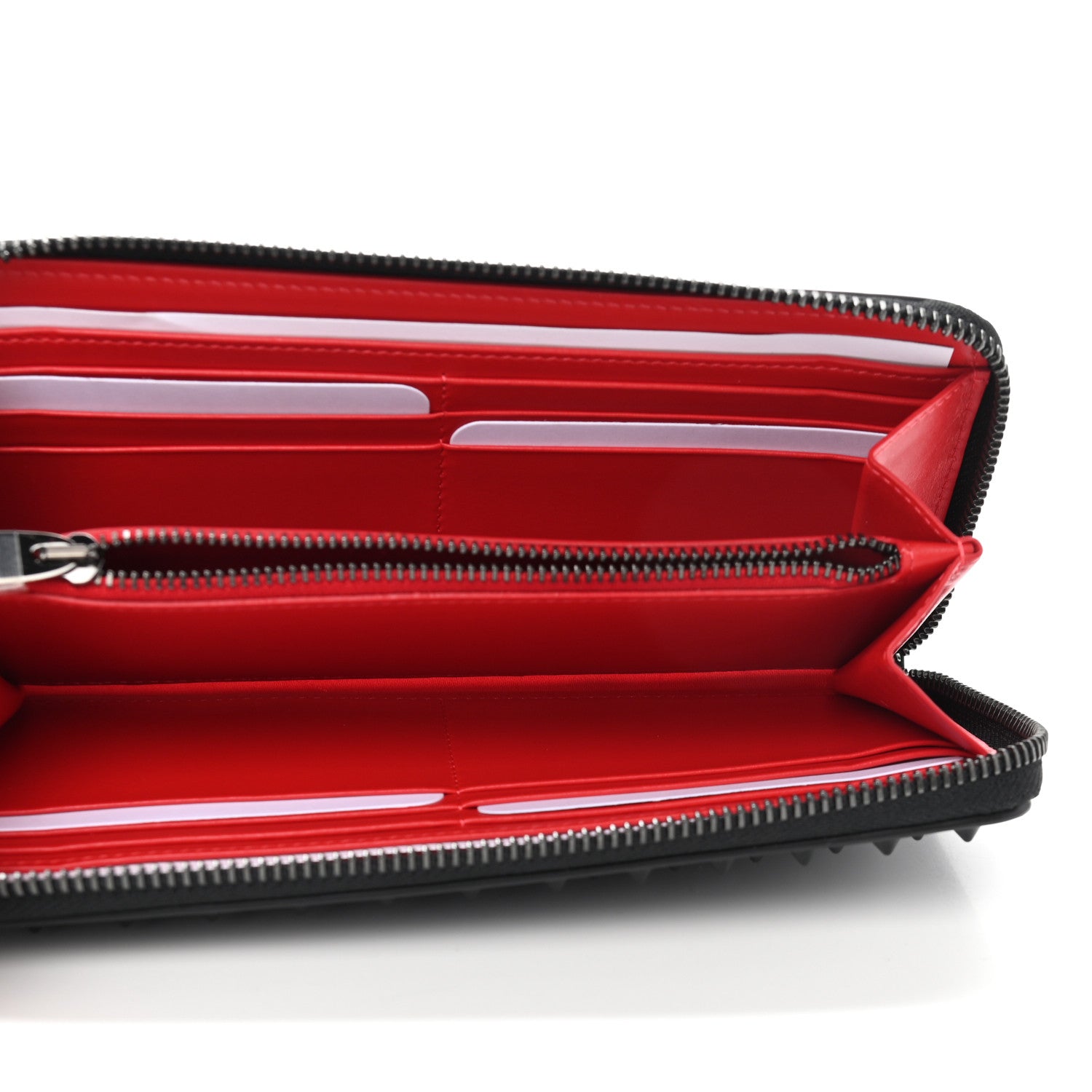 Christian Louboutin Calfskin Panettone Spiked Zip Around Wallet Black 5 of 7