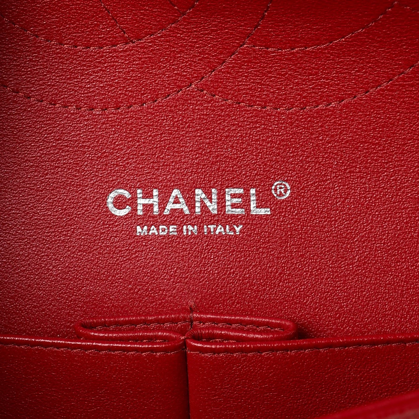 Caviar Chevron Quilted Jumbo Double Flap Dark Red