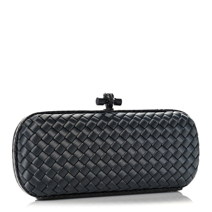 Bottega Veneta Satin Ayers Intreccio Impero Stretch Knot Clutch Grey 3 of 8