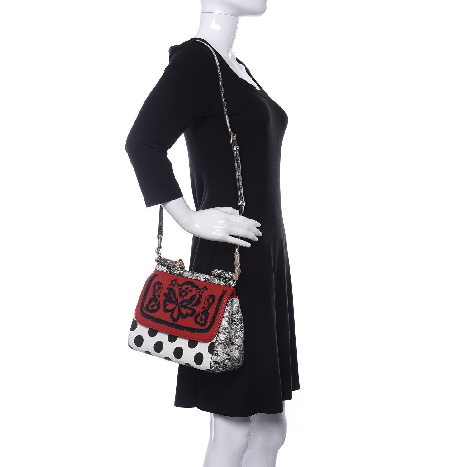 Dolce & Gabbana Dauphine Lambskin Embroidered Laser Cut Polka Dot Medium Miss Sicily Satchel Multicolor 2 of 11