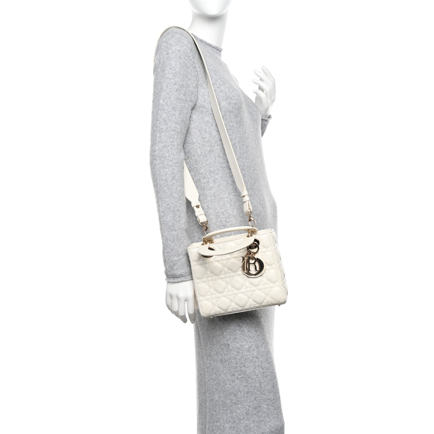 Lambskin Cannage Small My ABCDior Lady Dior White