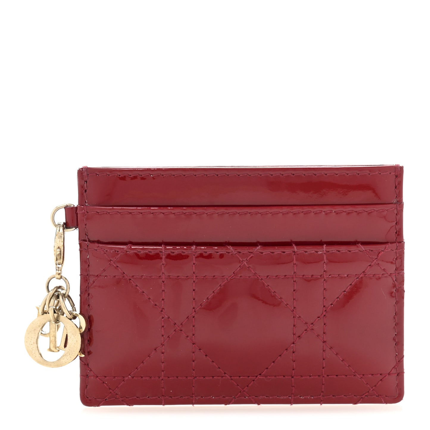 Patent Cannage Lady Dior Five-Slots Card Holder  Cherry Red