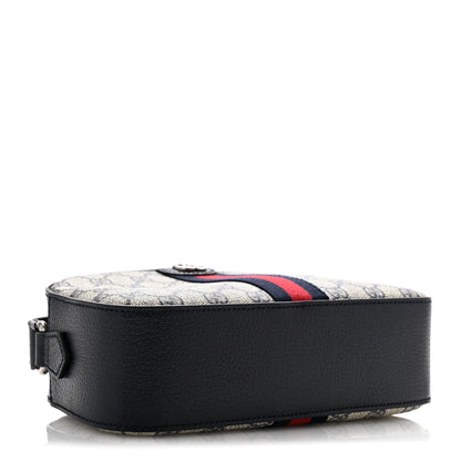 Gucci GG Supreme Monogram Textured Dollar Calfskin Web Small Ophidia Camera Bag Beige Blue 4 of 10