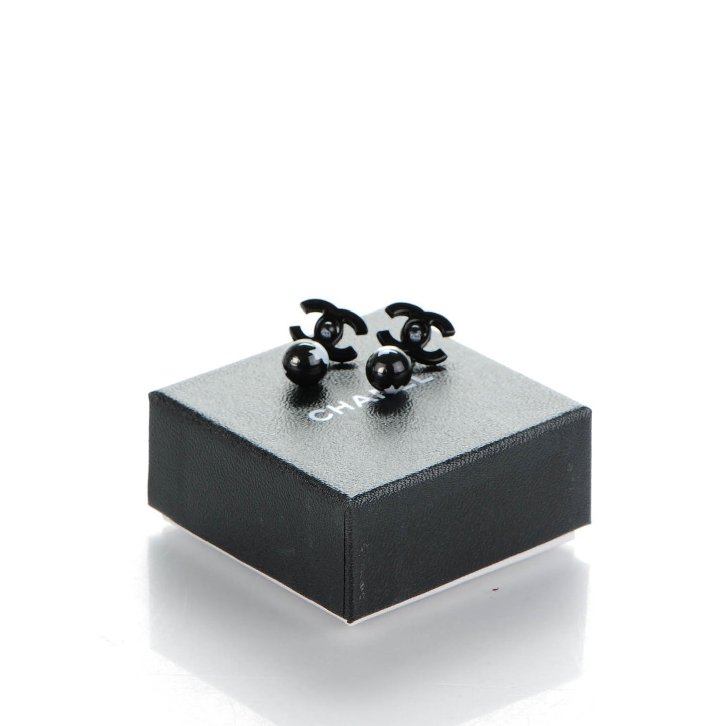 Enamel Bead CC Coco Drop Earrings Black