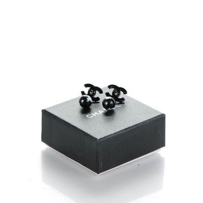 Chanel Enamel Bead CC Coco Drop Earrings Black 5 of 5