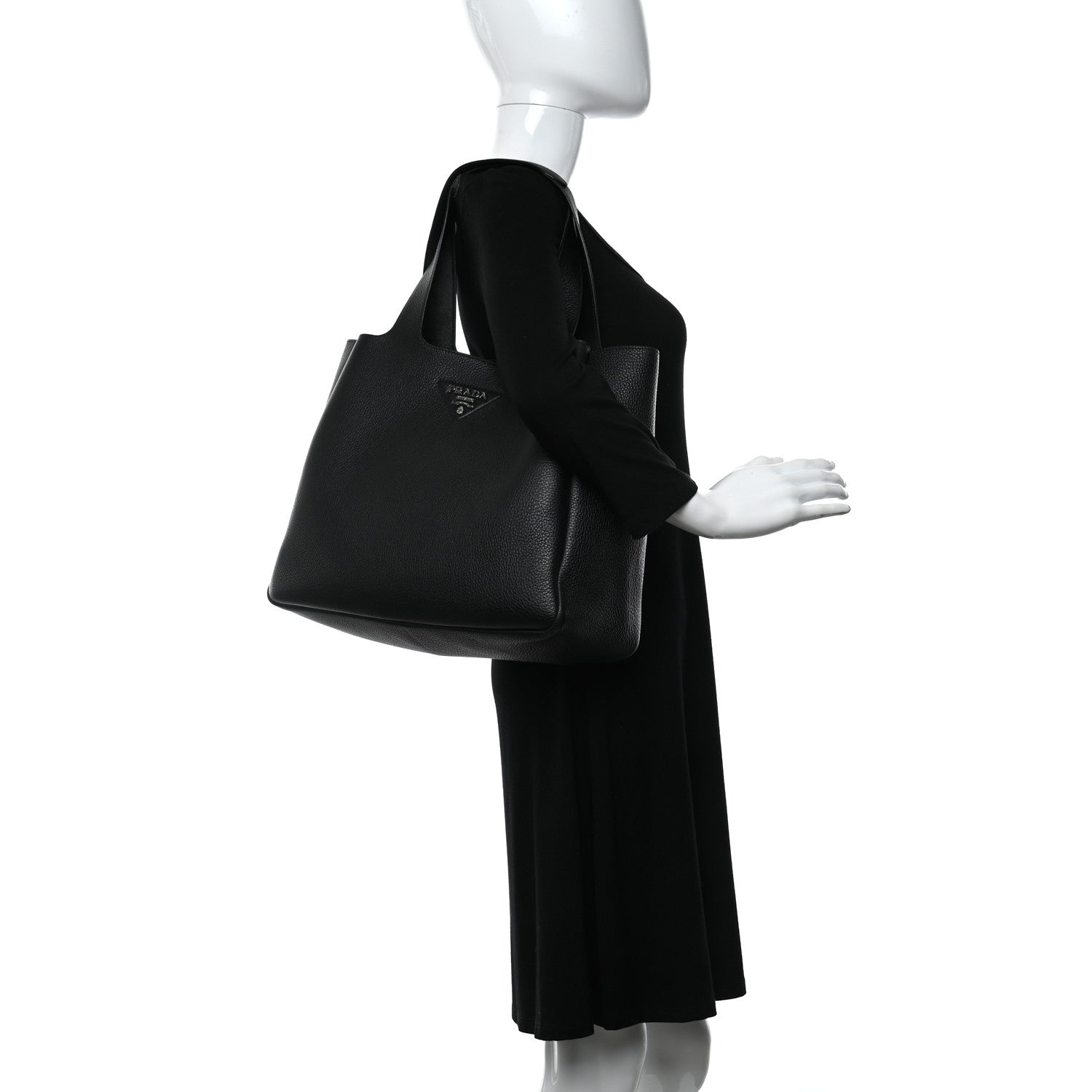 Prada Vitello Daino Soft Large Dynamique Tote Black 2 of 11