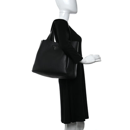 Prada Vitello Daino Soft Large Dynamique Tote Black 2 of 11