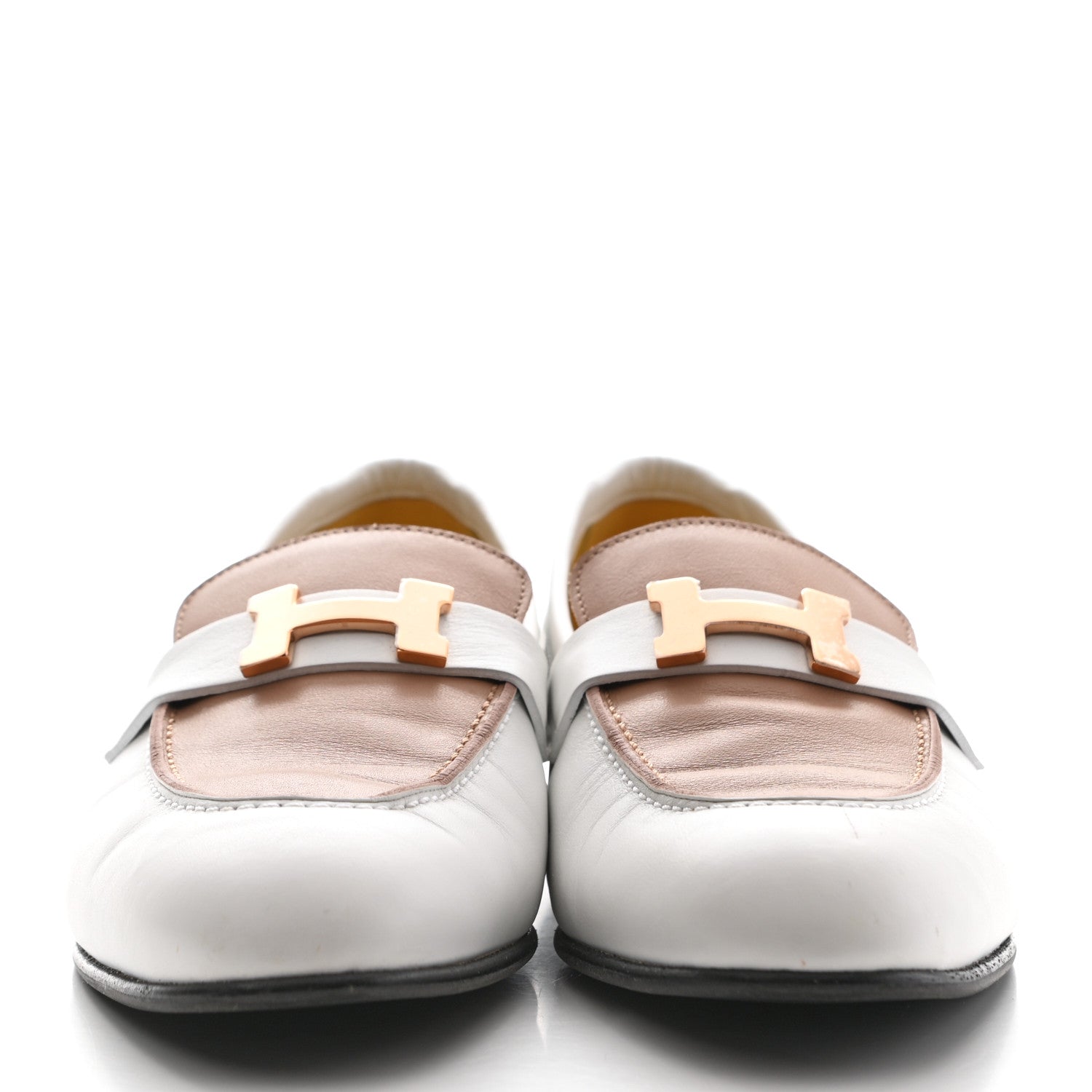 Hermes Calfskin Womens Paris Loafers 39 White Bois De Santal 2 of 13