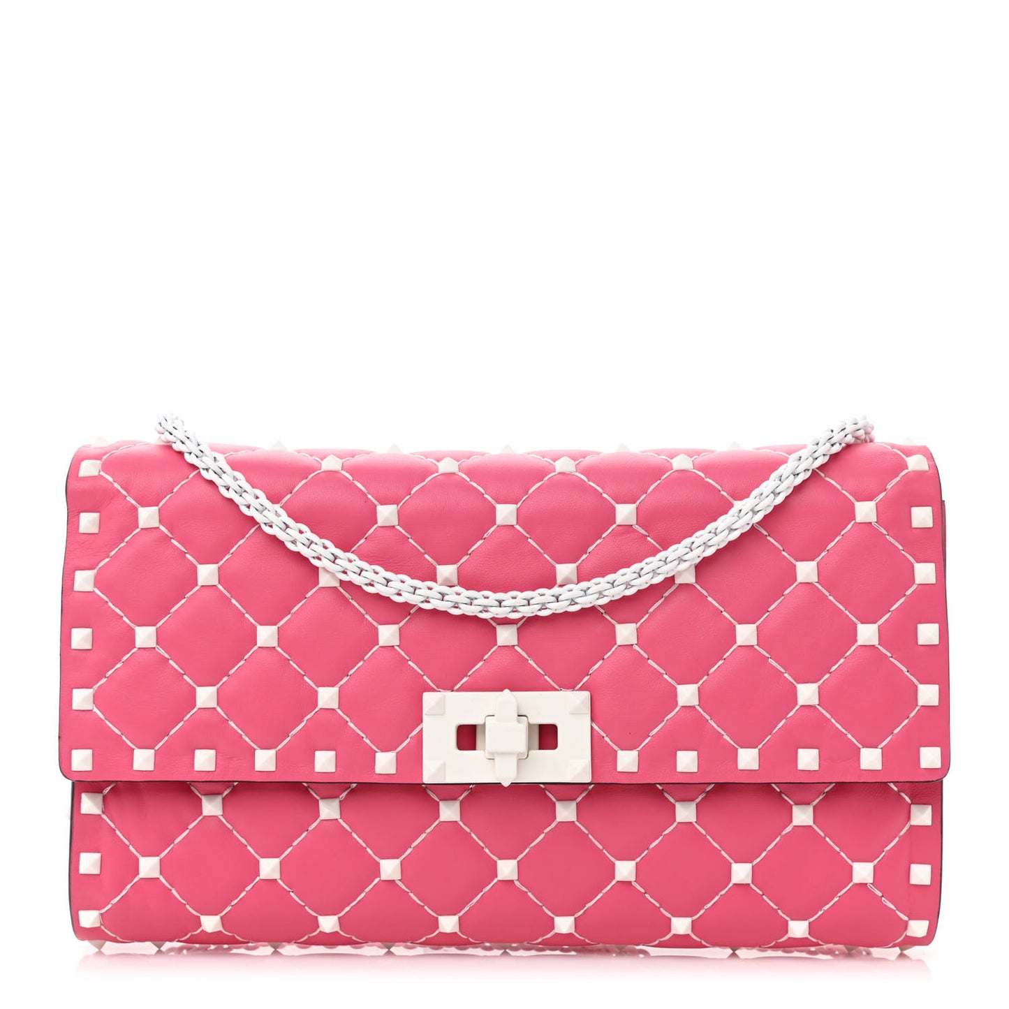 Lambskin Free Rockstud Spike Wallet On Chain Shadow Pink