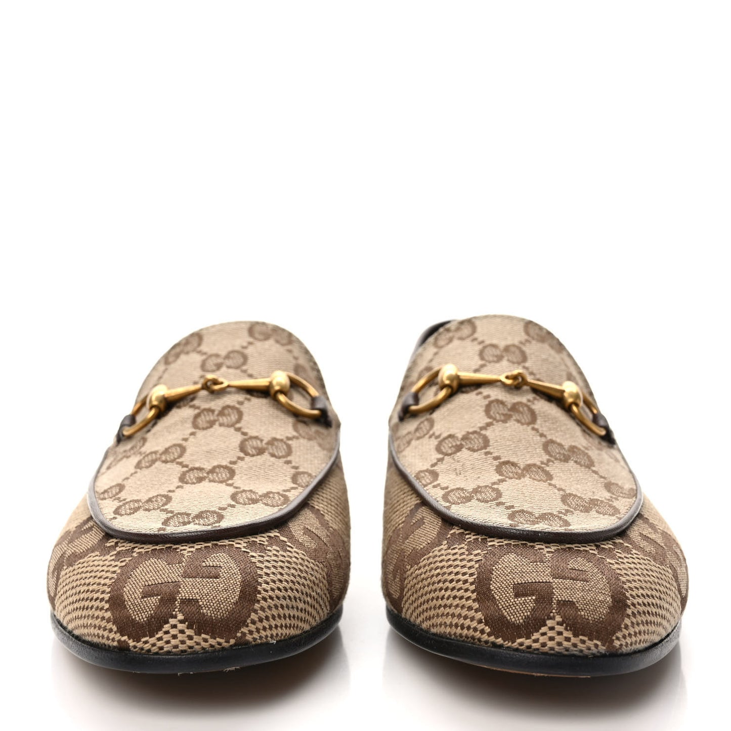 Monogram Jumbo GG Malaga Kid Horsebit Womens Jordaan Loafers 39 Camel Ebony New Acero Beige