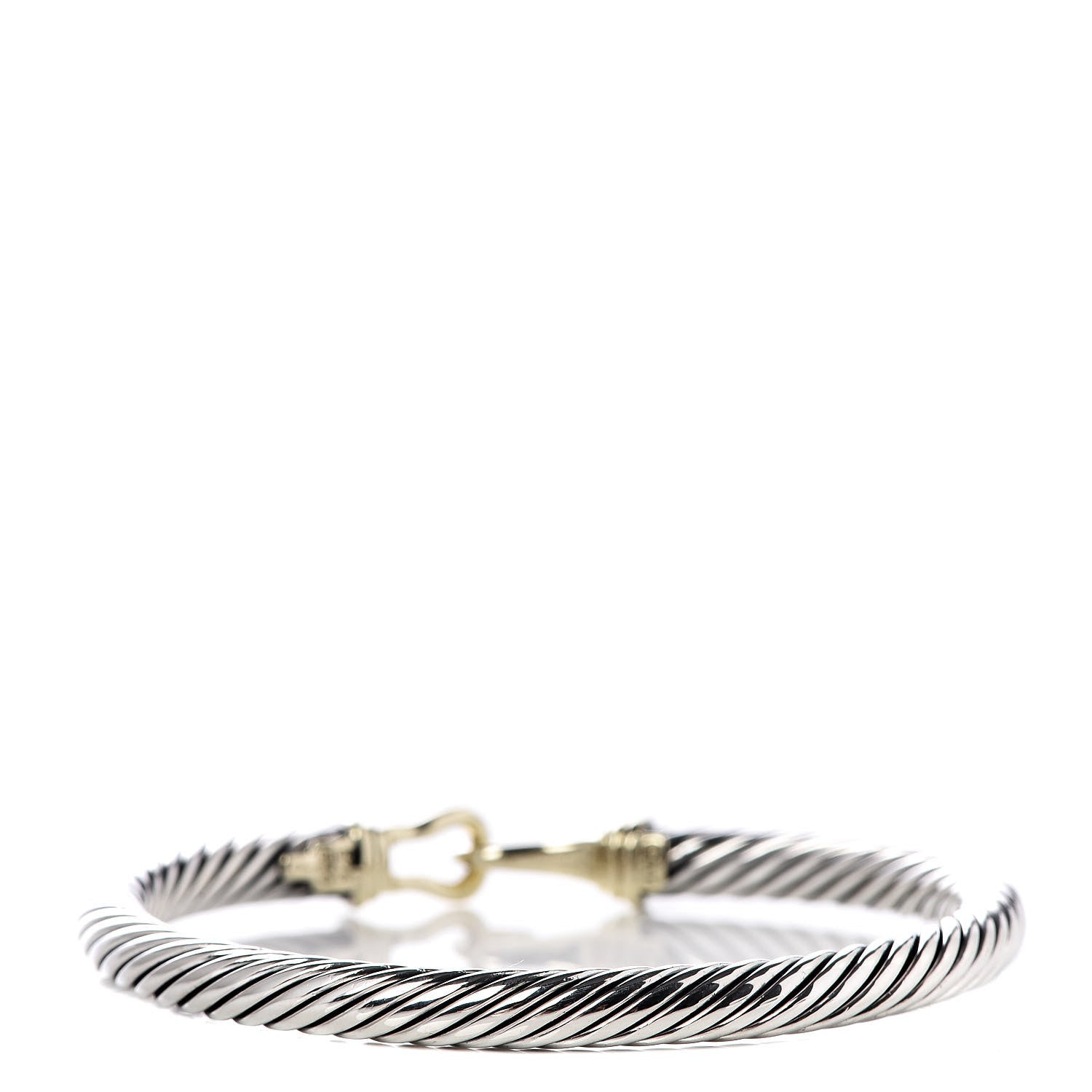 David Yurman Sterling Silver 14K Yellow Gold 5mm Cable Classic Buckle Bracelet 3 of 5