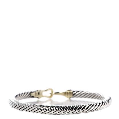 David Yurman Sterling Silver 14K Yellow Gold 5mm Cable Classic Buckle Bracelet 3 of 5