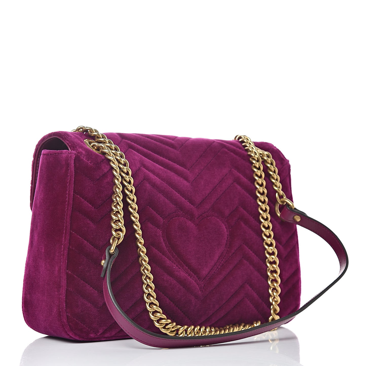 Velvet Matelasse Medium GG Marmont Shoulder Bag Fuchsia Violet Cyclamen