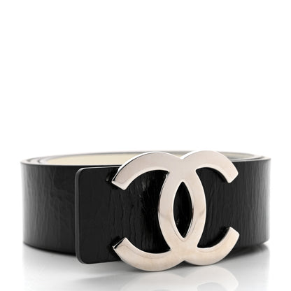Chanel Patent Calfskin CC Reversible Belt 90 Black White 3 of 9