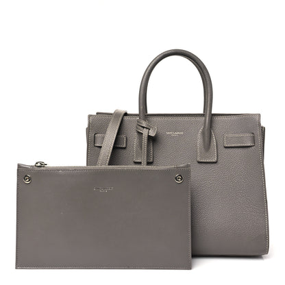Saint Laurent Grained Calfskin Topstich Baby Sac De Jour Grey 3 of 15