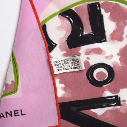 Chanel Silk CC Heart Square Scarf Pink 5 of 10