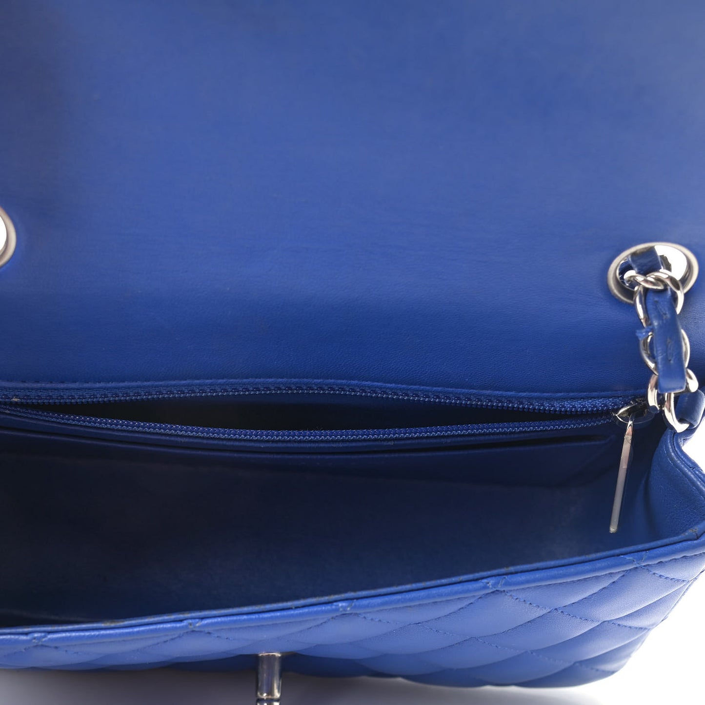 Lambskin Quilted Mini Rectangular Flap Blue