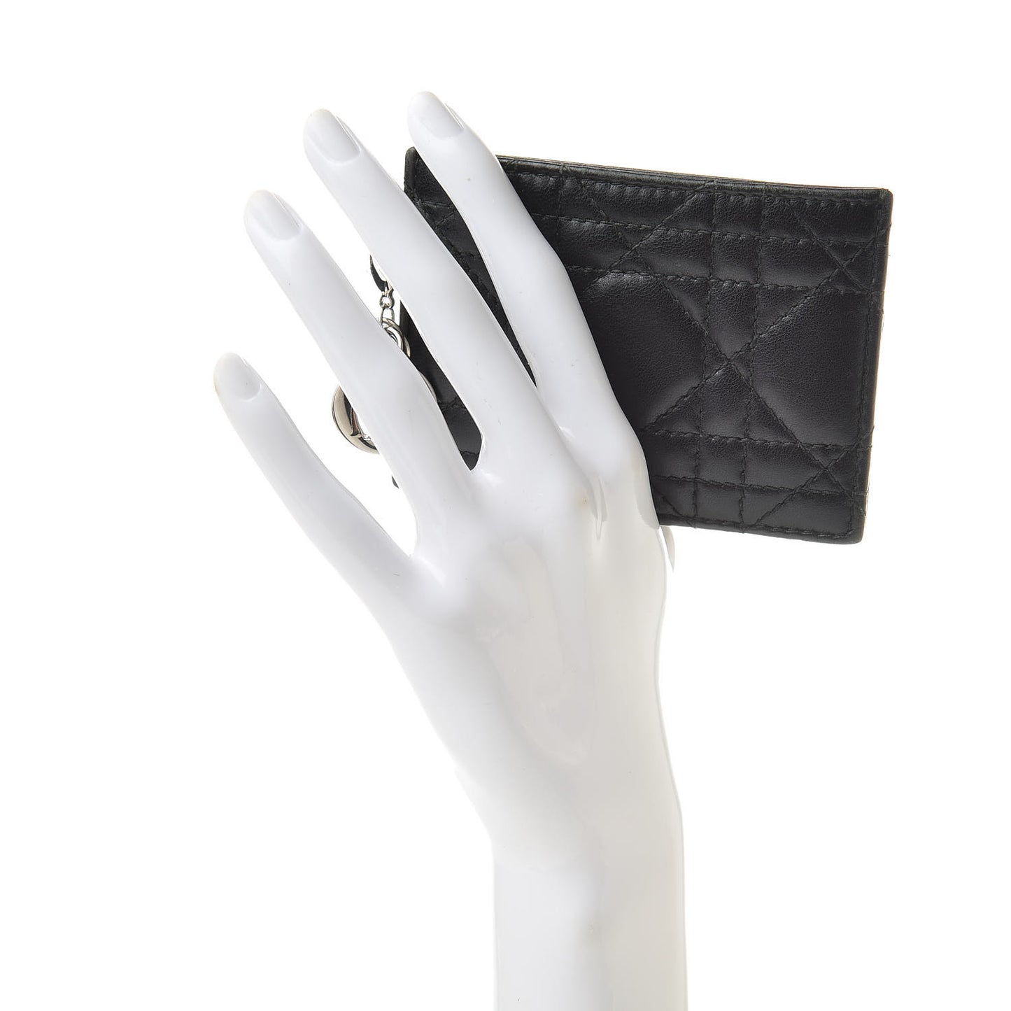 Lambskin Cannage Lady Dior Card Holder Black