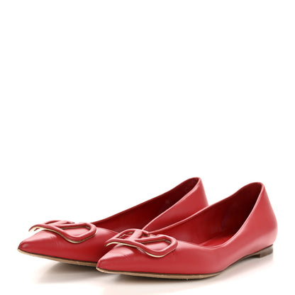 Valentino Garavani Nappa Vlogo Flats 38.5 Rouge Pur 4 of 11