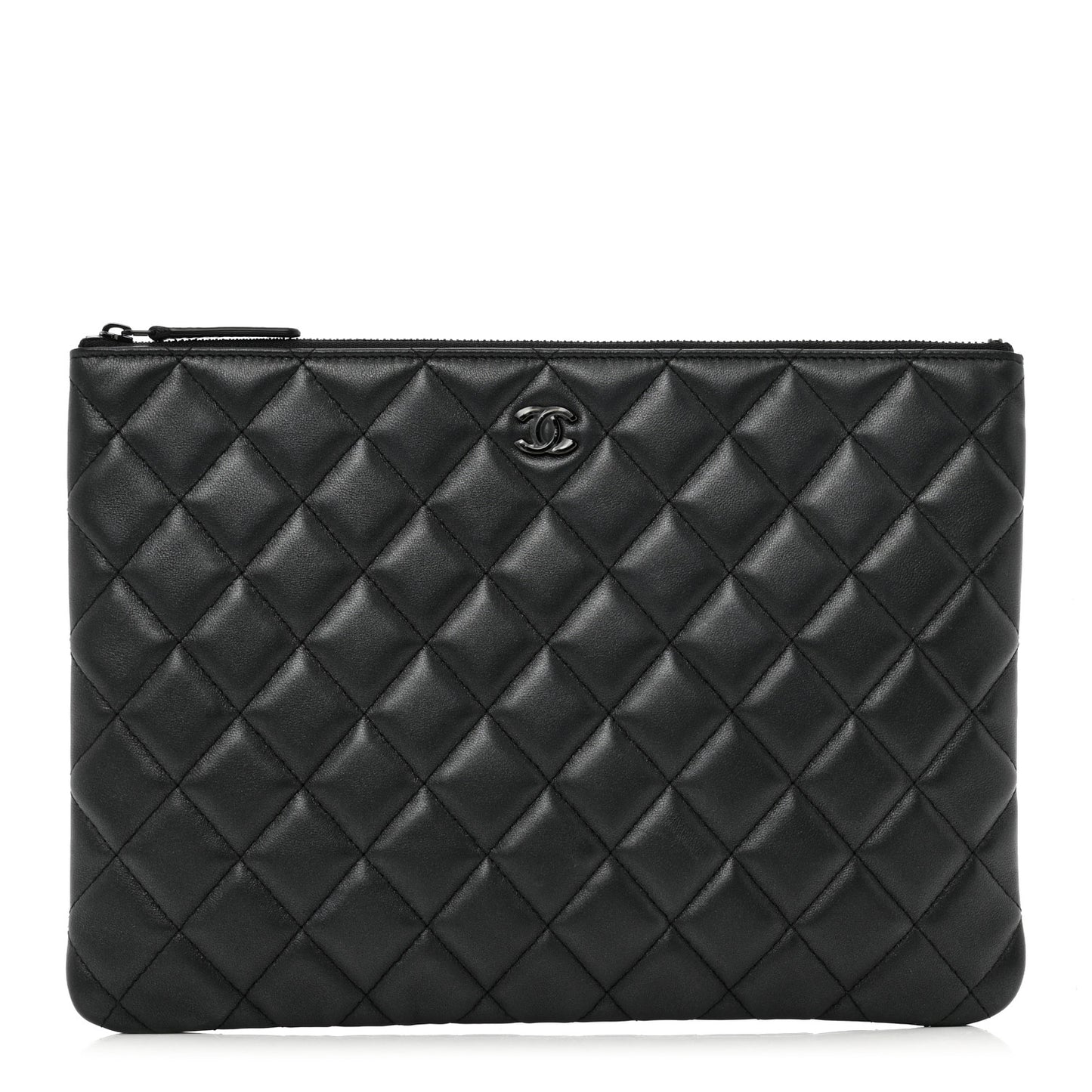 Pearly Lambskin Quilted Medium Cosmetic Case So Black